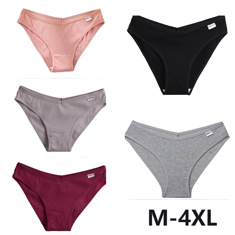 5Pcs Women Cotton Panties V-Belt Ladies Soft Female Sexy M-4XL Low-Rise Panties Bikini Underwear Comfortable Lingerie 2024