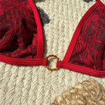 Embroidery Halter High Leg Cut Bikini Female Swimsuit Women Swimwear Two-Pieces Bikini Set Padded Bather Bathing Suit Swim V6849