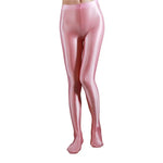 Women Leggings Stage Performance Glossy Shiny High Waist Fitness with Socks Stage Show Skinny Yoga Trousers Women Clothing