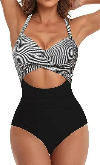 Leopard One Piece Swimsuit 2024 New Halter Push Up Swimwear Women Swimsuit Bathing Suit Beachwear Monokini Female Swimming Suits