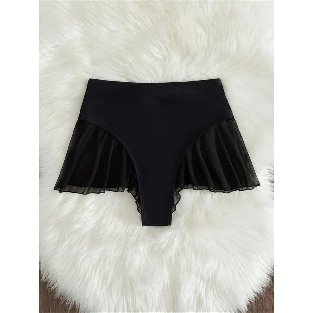 New Sexy Ruffled Mini MIcro Thong Bikini Bottom Swim Brief Women Swimwear Female Bather Brazilian Tanga Panties Underwear V4267