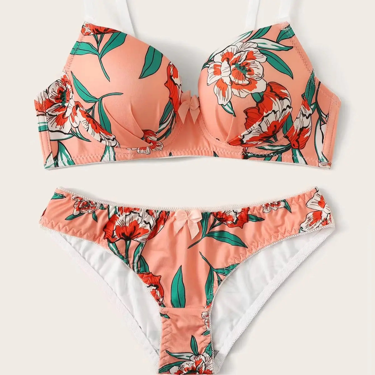 2 Pieces Lingerie Set Women's Underwear SetFlower Prints Push Up Bra Set For Beach Party Bra A2138A2138