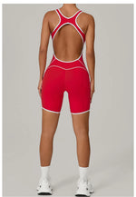 Sexy Sleeveless Backless Scrunch Yoga Jumpsuit Women Black Contrast Hollow One Piece Sports Suit Tight Fitness Sports Overalls