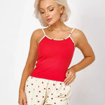 Sexy Heart Print Camisole Pajama Set for Women – Summer 2-Piece Cotton Sleepwear Loungewear