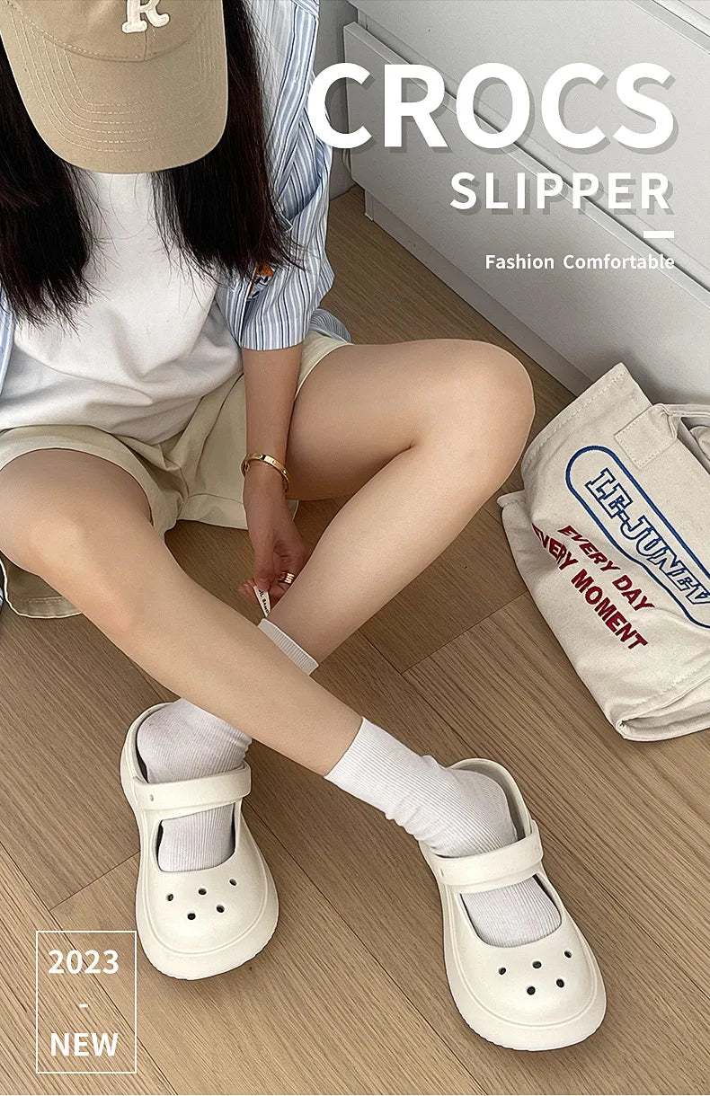 Fashion Mary Jane Garden Shoes Woman Platform Slippers Cute DIY Thick Sole Girls Summer Indoor Beach Slides Ladies Footwear