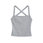 Solid Color Sexy Back-Cross-Strap Tank Top For Women New Summer Slim-Fit Short Outerwear Base Top Pure Desire Casual Style 56ZA