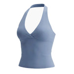 NCLAGEN Origin Halter Top Gym Clothes Deep-v 2 In 1 Women Yoga Vest Open Back Workout Fitness Camisole Sexy Running Sports Tops