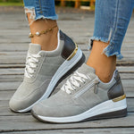 Plus Size 44 Platform Casual Sneakers for Women Lace Up Anti Slip Thick Sole Sport Shoes Woman 2026 Spring Zipper Walking Shoes
