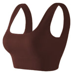 Women'S Ribbed Seamless Sports Bralettes,High Stretch Knit Fabric, Solid Color, with Removable Pads for All Seasons