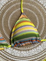 3PCS With Skirt Sarong Knitted Striped Bikini Women Swimsuit Female Swimwear Three Pieces Bikini Set Bathing Suit Swim Beachwear