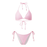 2026 Summer Women's Solid Color Swimwear Halter Bikini Set Bra with Side Tie Thong 2Pcs Bathing Suits Sexy Fashion