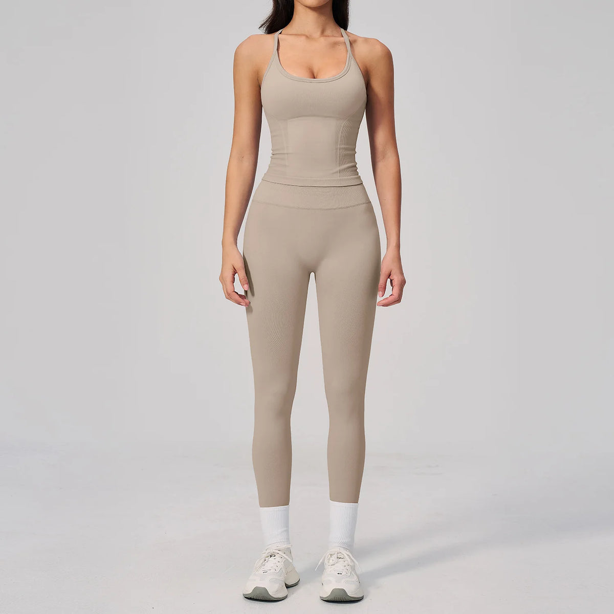 Summer Seamless Yoga Sets Women Outdoor Slimming Sports Tank Top High Waist Hip Lifting Leggings Gym Fitness Suits Tracksuit