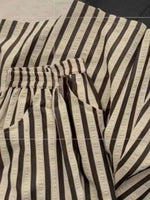 Retro Chic Solid Color Striped Skirt For Women In Summer, High Waisted And Slimming A-line Mid Length Umbrella Skirt Casual OHS8