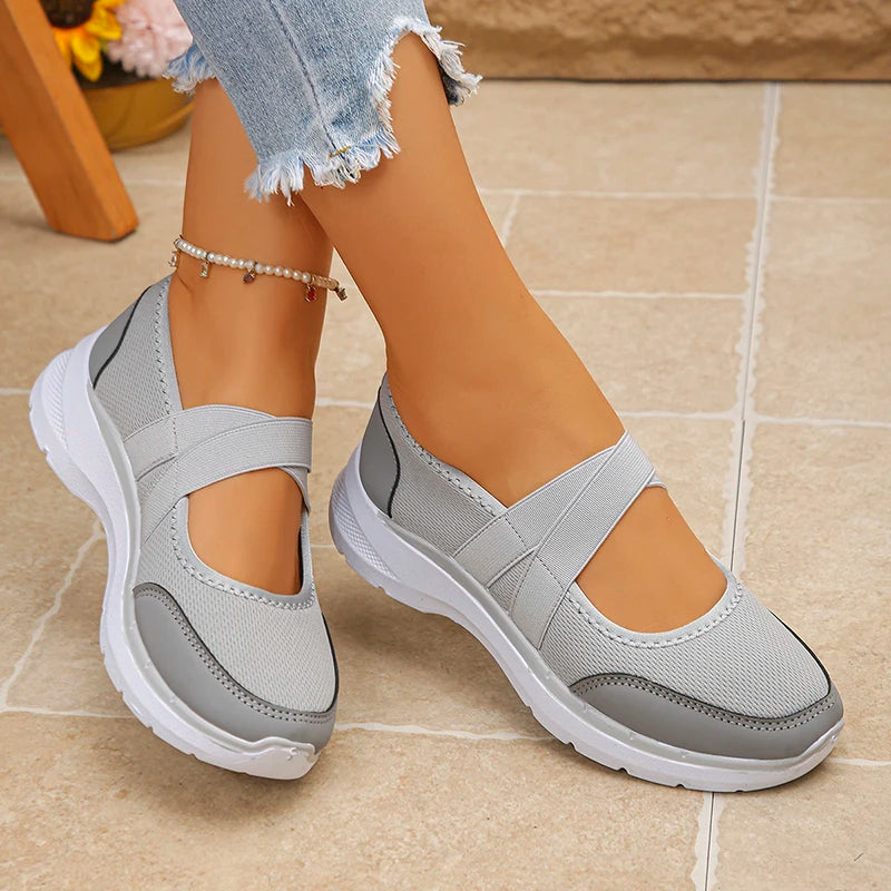 Spring Summer Breathable Flats Women Plus Size 43 Slip On Platform Sneakers Woman Comfortable Soft Non Slip Casual Shoes Female