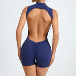 Seamless Yoga Jumpsuits Sports Fitness Backless Peach Hip-lifting Running Workout Gym One-piece Shorts Bodysuits for Women