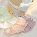 1-Pack Women's Ribbed Cotton Panties Breathable Soft Daily Underwear Low Rise Briefs Solid Color 7 Colors Lingerie Size M-XL