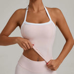 Hanging Neck Top Women Sports Bra Push Up Fitness Yoga Bra Color Blocked Underwear Gym Sport Tops Women Running Vest Bralette