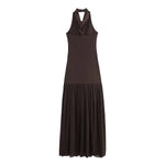 Women's Sexy And Alluring Off-shoulder Halter Neck Ruched Slim-fit Waist-cinching Solid Color Dress Pure Desire Elegant WXRY