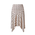 Summer Women's Irregular Hem Midi Skirt Stylish Dots Printed Low Rise Looose A Line Skirts Casual Bohemian Long Skirts