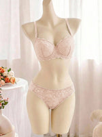 Multicolor Lace Set Transparent Floral Two Pieces Clothing Underwire Push Up Lingeries For Woman Set A2123