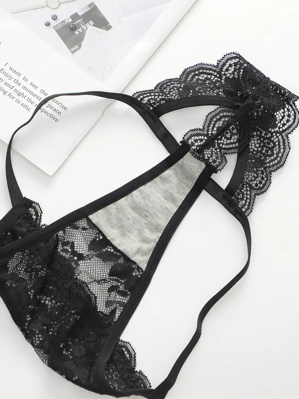 High Quality New Sexy Underwear For Women's Lace Transparent Hollow 3/4 Bra Gathering Steel Ring Push Up Underwear Set HR2634