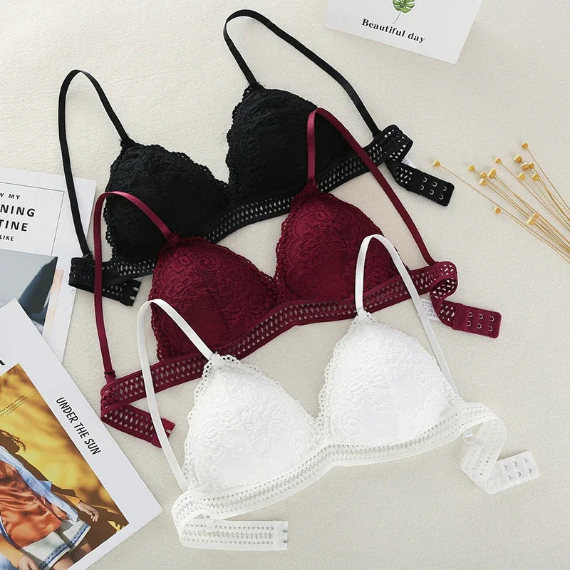 Lace Bralette Women Sexy Lingerie Non-wire Bra Triangle Cup Female Padded Underwear Push Up Bras