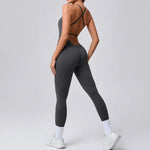 Women's Yoga Jumpsuits Sports Fitness Hip-lifting Cross Beauty Back Adjustable Straps One-piece Training Workout Gym Bodysuits