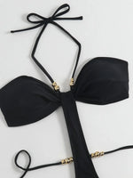 Extreme String Mini Micro Thong Women Swimwear One Piece Swimsuit Female Metal Beads Monokini Halter Bathing Suit Swim Bodysuit