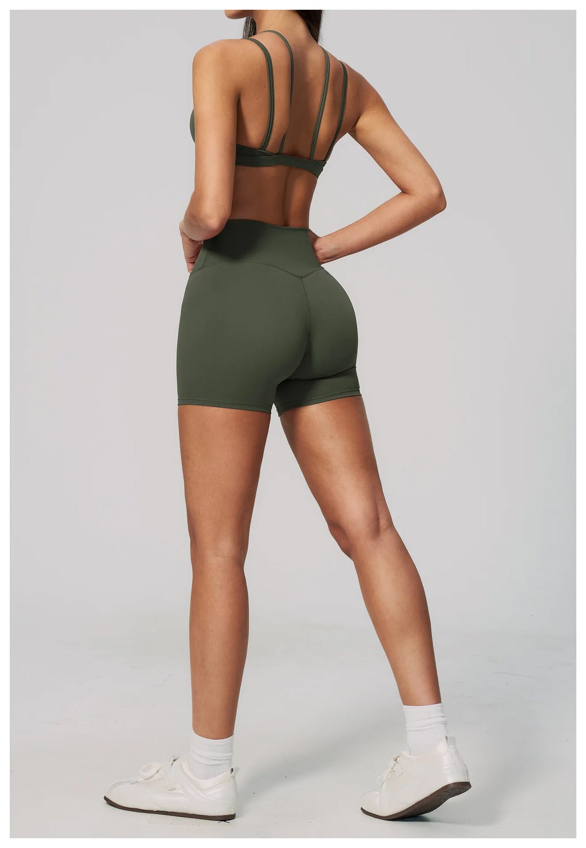 Women 2PCS Yoga Suit Double Strap Shockproof Sports Bra High Waist Tigh Short Fitness Suit Gym Running Leggings Tracksuits