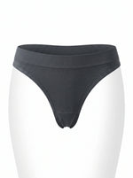 Low-rise Thong Women Grey Seamless Briefs Stretchy Ribbed Waistband Soft Breathable No Digging In Comfortable Underwear M401
