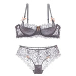 MOYISU French Romantic Lace Comfortable Breathable セクシー Tushy Slim Bra Collection Pure Desire Girls Push Beautiful Underwear SET