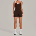 Women's Seamless Yoga Jumpsuits Fitness Sports Gym Hip-lifting Sleeveless One-piece Backless Workout Training Shorts Jumpsuit