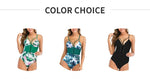 Sexy One Piece Swimsuit Swimwear Women Leaf Print Patchwork Hollow Cross Straps Backless Beachwear Bathing Suit Banadores Mujer