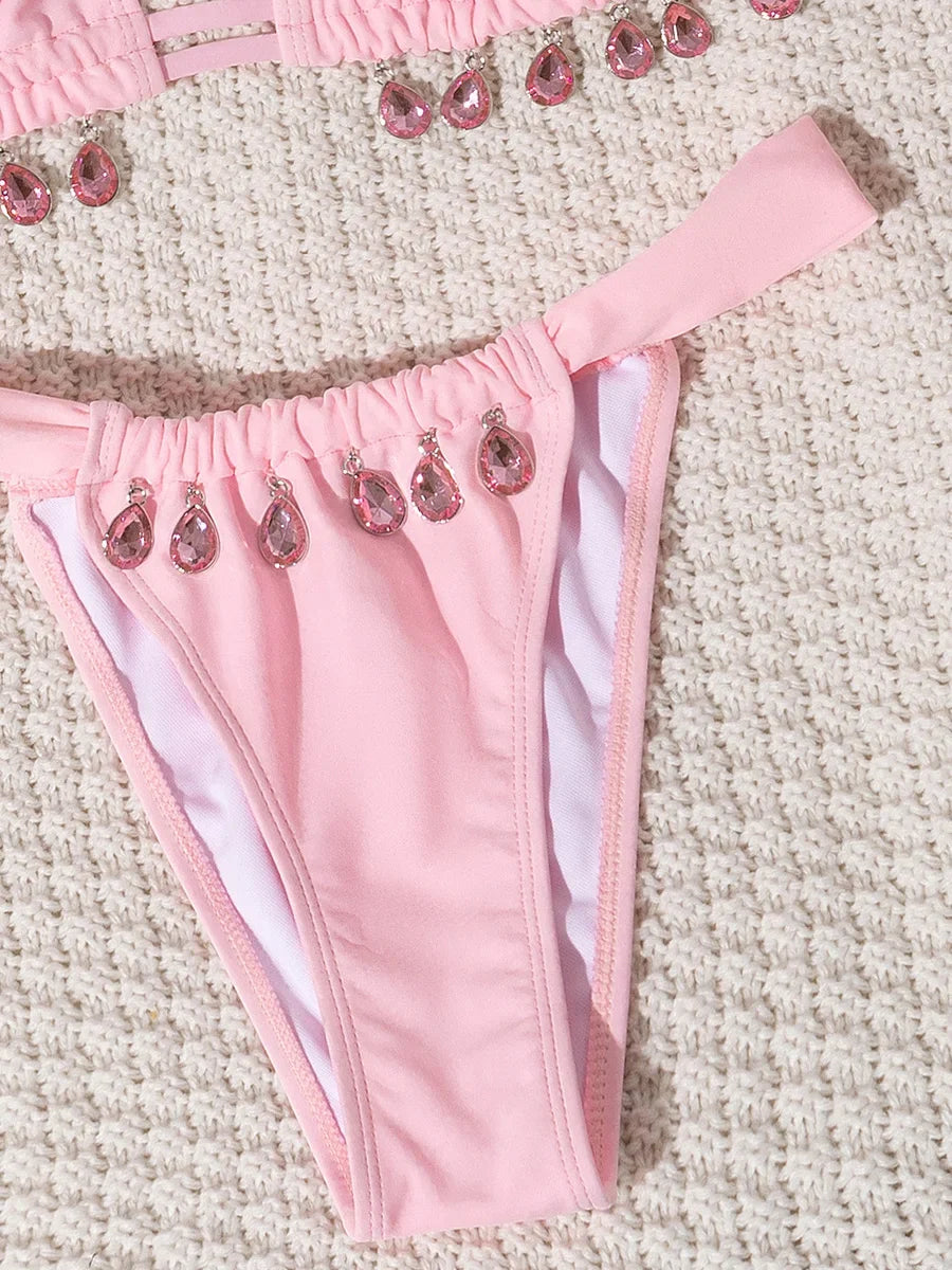 2026 Halter Luxury Rhinestones Diamond Bikini Female Swimsuit Women Swimwear Two-pieces Bikini Set Bather Bathing Suit Swim Lady