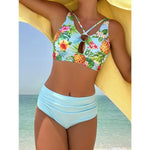 Sexy High Waist Bikini Floral 2026 Women Swimsuit Two Piece Swimwear Female Bikinis Set Blue Bathing Suits Brazilian Biquini