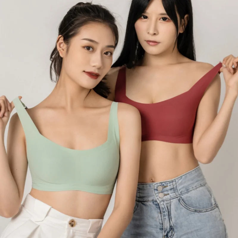Push Up Bras For Women Square Neck Bra Tops Seamless Wire Free Underwear Bralette Sexy Lingerie Invisible Intimates S-XL