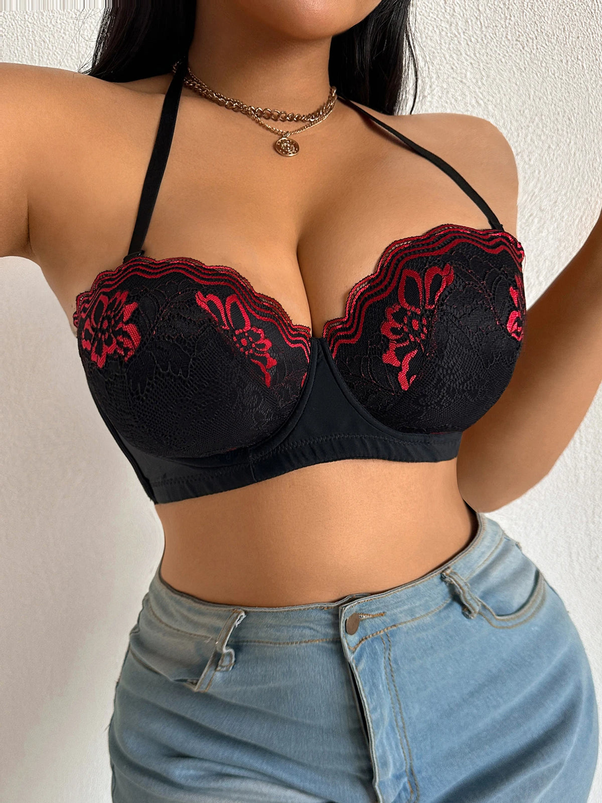B C D Thin Cup Floral Lace Large Size Bra Side-Breast-Enhancing Silicone Pad Minimizer Push up Comfortable Bra