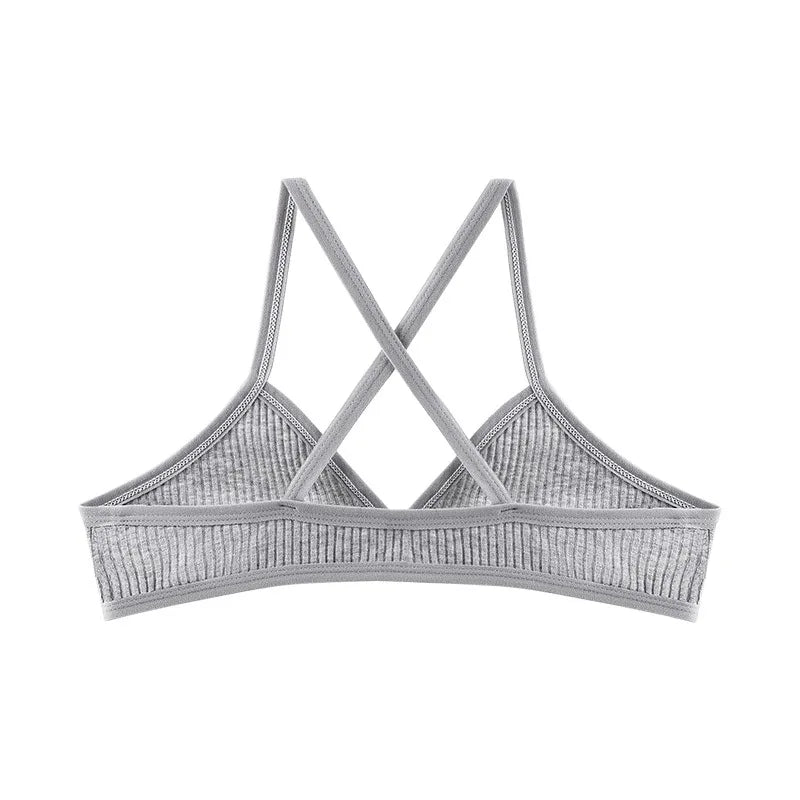 2Pcs/Set Women Ribbed Knit Triangle Bralette Wireless Bra Sexy Lingerie Soft Comfort Underwear Ladies Bra No Pads S-L