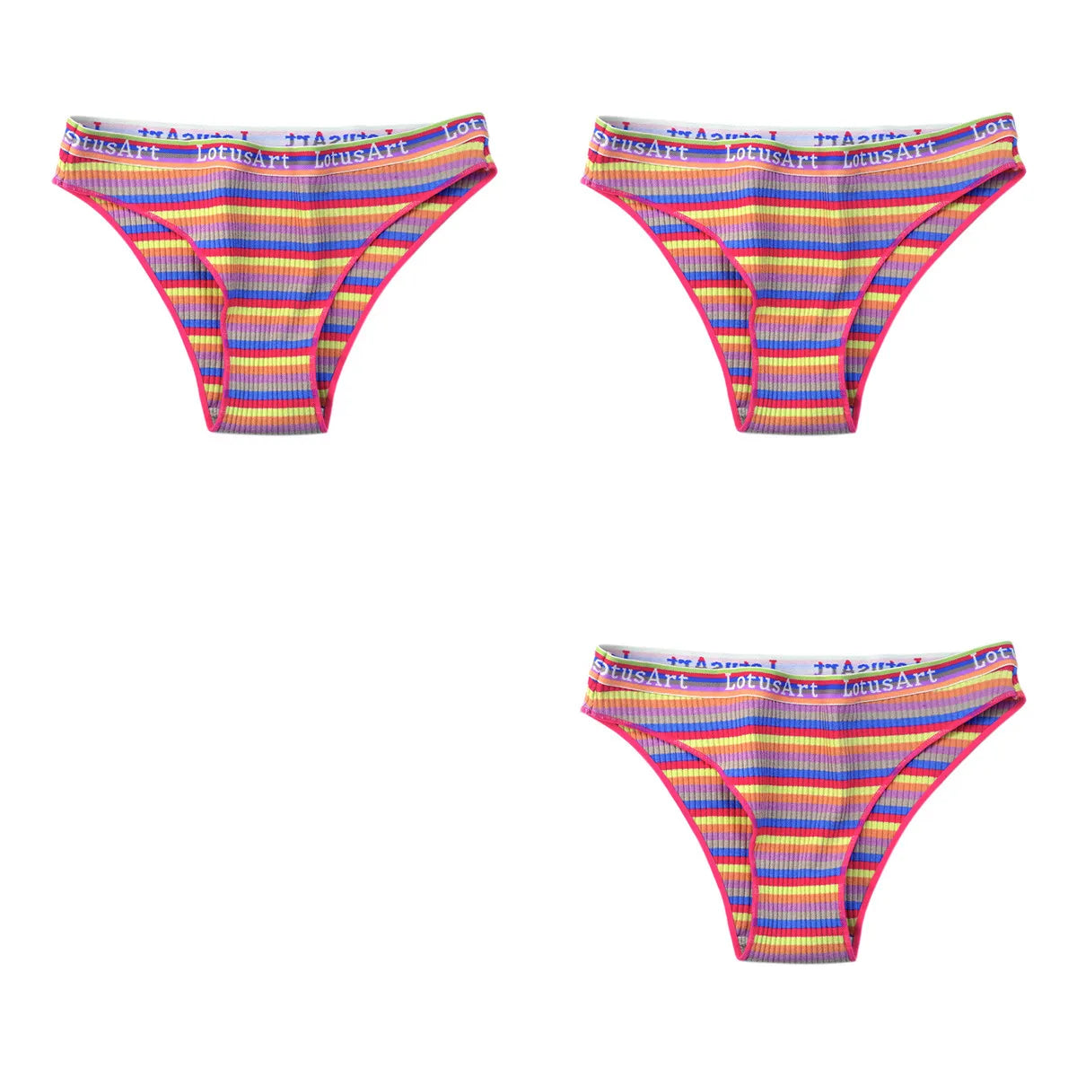 3Pcs/Set Cotton Panties For Women Colorful Striped Underwear Low Waist Briefs Breathable Underpants Female Sexy Lingerie M-XXL