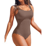 S - XXL 11 Colors Ribbed Frilled Women Swimwear One Piece Swimsuit Female Backless High Leg Cut Bather Bathing Suit Swim K7097