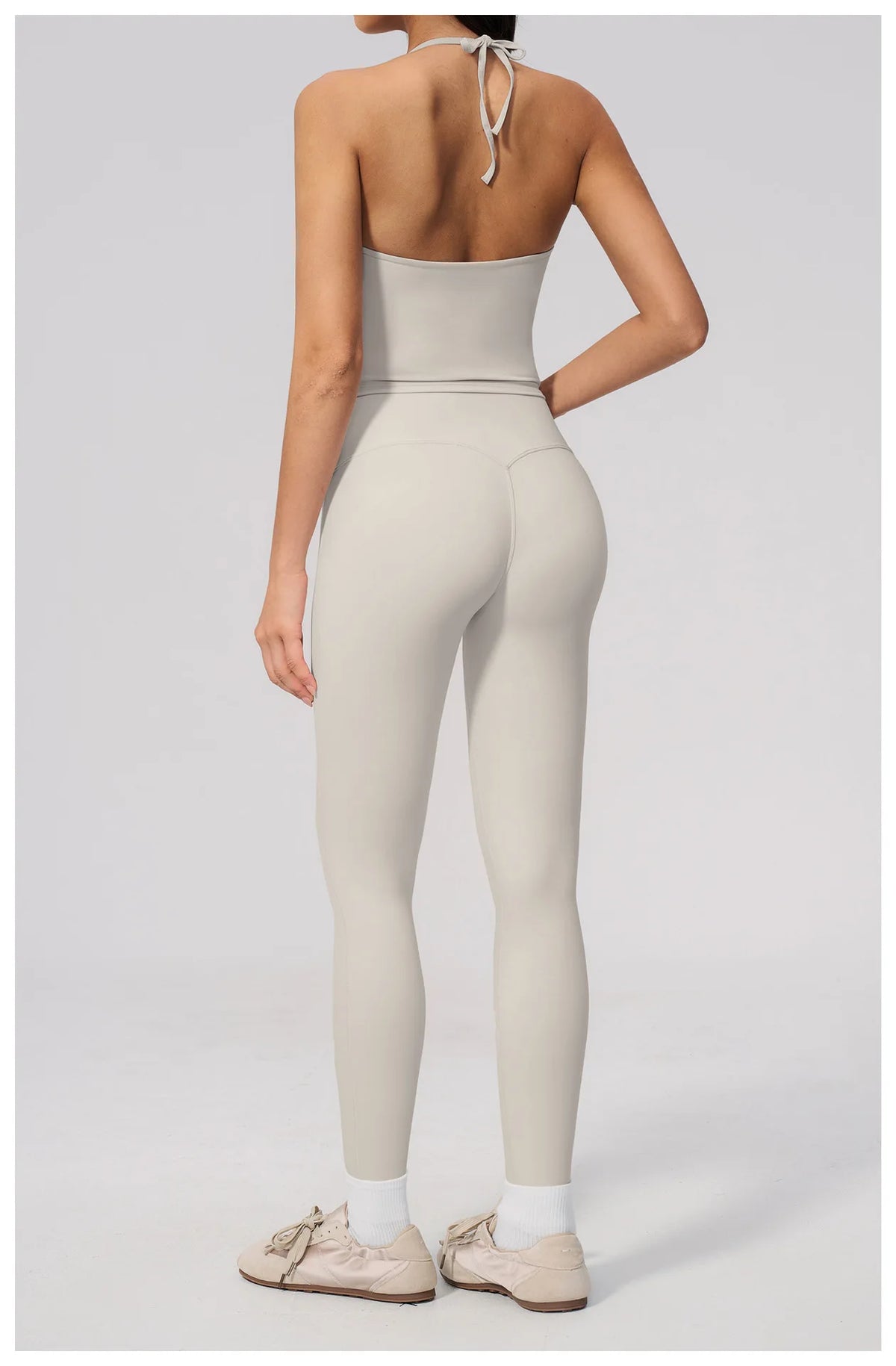 Women Tracksuit 2PCS Seamless Yoga Sets Hanging V Neck Slim Sports Tank Top Fitness Outfits Gym Running High Waist Leggings Suit