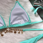 Wrap Around Halter Metal Chains Bikinis 2025 Diamond Bikini Women Swimsuit Female Swimwear Two Pieces Bikini set Bathing Suit