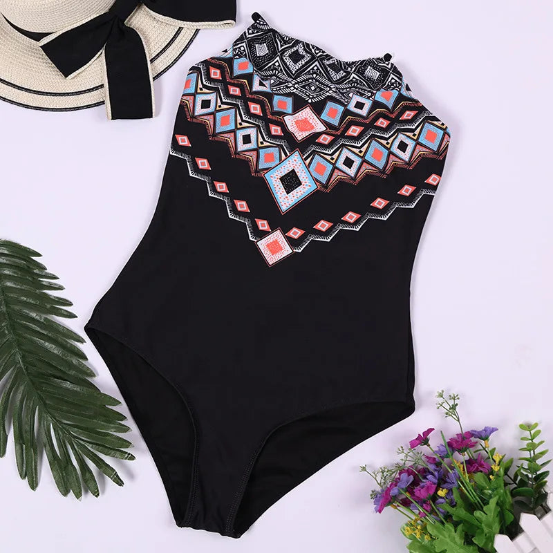 Striped Women One Piece Swimsuit High Quality Swimwear Printed Push Up Monokini Summer Bathing Suit Tropical Bodysuit Female