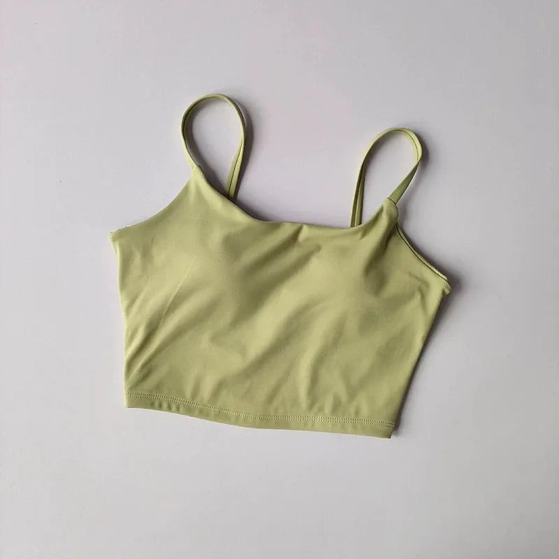 Women's yoga sports bra, small camisole vest integrated fixed gathering sports and fitness bra