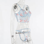 Porn Women 2 Pieces Sexy Lingerie Set See Through Lace Floral Bra Brief Underwear Erotic Lingerie Sets