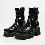 2025 Brand Fashion Women's Black Summer Gladiator Sandals Fashion Leisure Square Heels Casual Platform Shoes Big Size 43