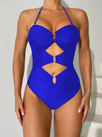 2026 Halter U-wire Swimsuit One Piece Sexy Hollow Swimwear Women Solid Bathing Swimming Swim Suit Padded Beachwear Summer XXL