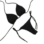 2025 Sexy Halter Solid Color Bikini Set Women's Swimsuit Two-Piece Triangle Thong Swimwear Bathing Suit for Beach Biquinis