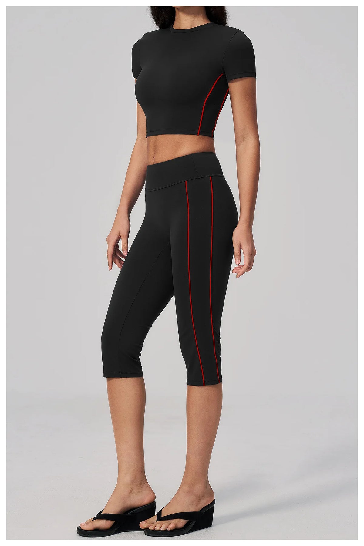 Color Blocked Yoga Suit Women Tracksuit Short Sleeve Shock-absorbing Sports T Shirts High Waist Pants Gym Running Fitness Suits