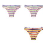 3Pcs/Set Cotton Panties For Women Colorful Striped Underwear Low Waist Briefs Breathable Underpants Female Sexy Lingerie M-XXL